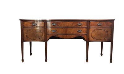 Lot 342 - REPRODUCTION MAHOGANY SERPENTINE FRONT SIDEBOARD