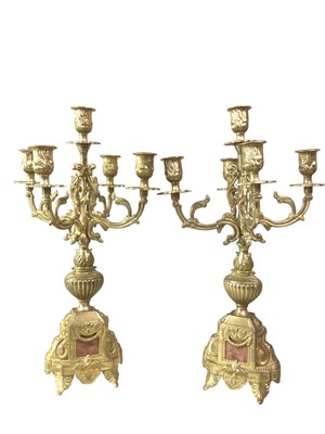 Lot 349 - PAIR OF BRASS CANDELABRA
