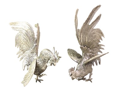 Lot 357 - PAIR OF WHITE METAL COCK FIGURES