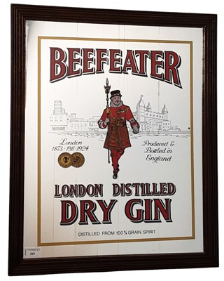 Lot 369 - BEEFEATER LONDON DISTILLED DRY GIN ADVERTISEMENT MIRROR
