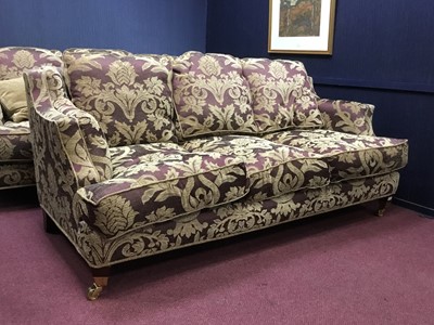 Lot 382 - PAIR OF THREE SEAT SOFAS