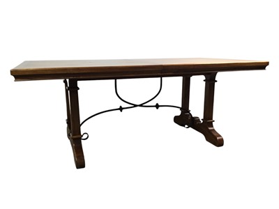 Lot 387 - INDONESIAN HARDWOOD EXTENDING DINING TABLE AND CHAIRS