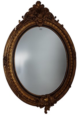 Lot 424 - LARGE OVAL GILT WALL MIRROR