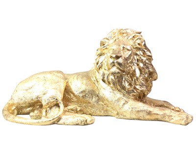 Lot 432 - RESIN RECUMBENT FIGURE OF A LION