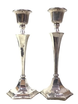 Lot 439 - PAIR OF SILVER CANDLESTICKS
