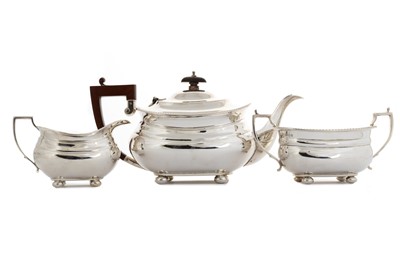Lot 1063 - GEORGE V SILVER THREE PIECE TEA SERVICE