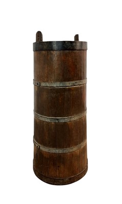 Lot 554 - OAK AND METAL BOUND BUTTER CHURN