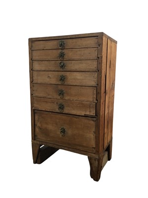 Lot 552 - PINE SLENDER SPECIMEN CHEST OF SEVEN DRAWERS