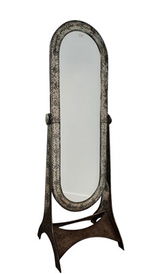 Lot 557 - EMBOSSED PEWTER CHEVAL DRESSING MIRROR