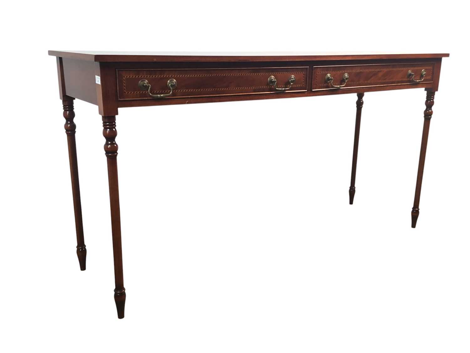 Lot 605 - REPRODUCTION INLAID MAHOGANY CONSOLE TABLE