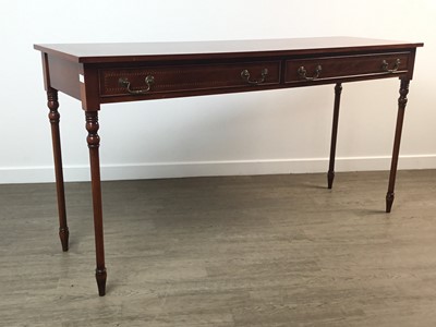 Lot 605 - REPRODUCTION INLAID MAHOGANY CONSOLE TABLE