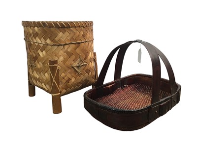 Lot 629 - GROUP OF CHINESE AND ASIAN WICKER AND CANE WORK BASKETS