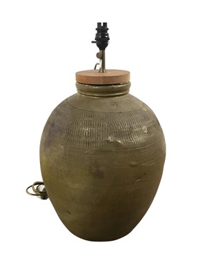 Lot 704 - KOREAN POTTERY VASE LAMP