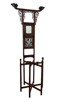 Lot 1512 - CHINESE HARDWOOD TOWEL RAIL AND WASH BASIN STAND