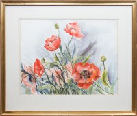 Lot 138 - * ANNIS ANDERSON, POPPIES watercolour on paper...
