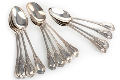 Lot 1069 - SET OF TWELVE VICTORIAN SILVER DESSERT SPOONS