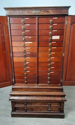 Lot 1243 - VICTORIAN WALNUT COLLECTOR'S CABINET