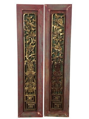 Lot 778 - PAIR OF CHINESE WOODEN PANELS