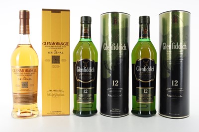 Lot 281 - 2 BOTTLES OF GLENFIDDICH 12 YEAR OLD AND GLENMORANGIE 10 YEAR OLD