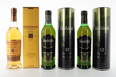 Lot 287 - 2 BOTTLES OF GLENFIDDICH 12 YEAR OLD AND GLENMORANGIE 10 YEAR OLD