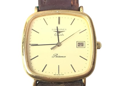 Lot 797 - LONGINES GOLD PLATED QUARTZ WRIST WATCH