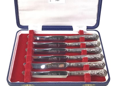 Lot 749 - SET OF SIX SILVER HANDLED KNIVES
