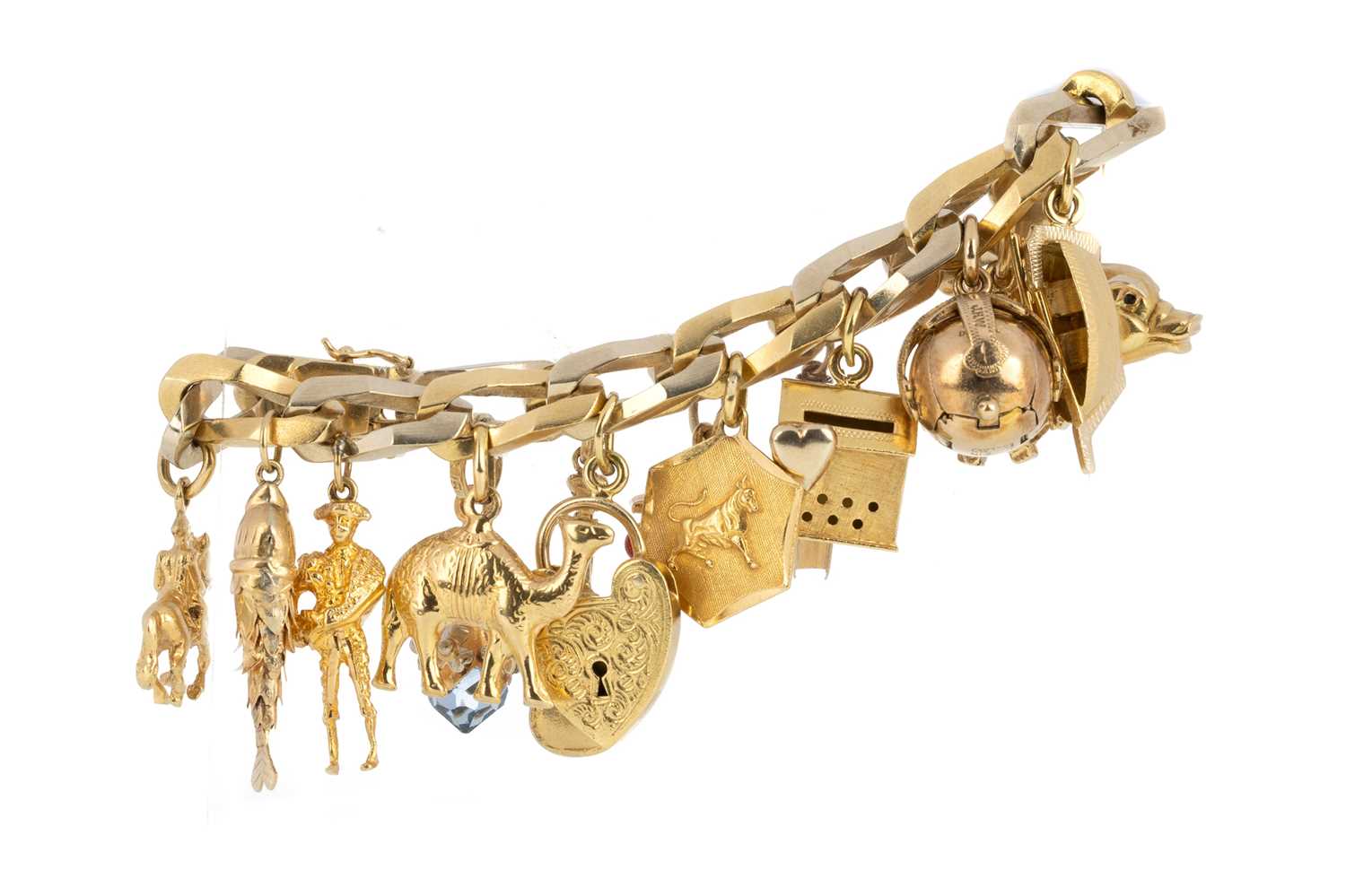 Lot 414 - GOLD CHARM BRACELET