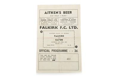 Lot 1710 - FALKIRK F.C. V CLYDE F.C. SCOTTISH LEAGUE 'B' FOOTBALL PROGRAMME