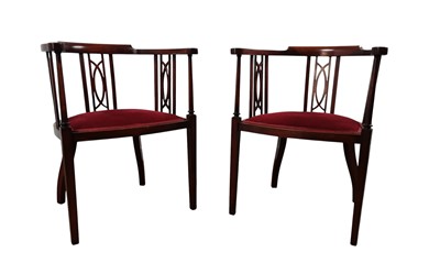 Lot 811 - PAIR OF MAHOGANY TUB CHAIRS