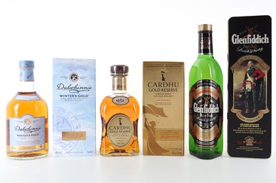 Lot 297 - GLENFIDDICH CLAN SINCLAIR, CARDHU GOLD RESERVE AND DALWHINNIE WINTER'S GOLD