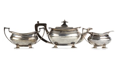 Lot 1082 - GEORGE V SILVER THREE PIECE TEA SERVICE