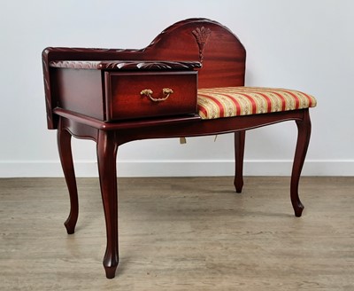 Lot 118 - REPRODUCTION MAHOGANY TELEPHONE TABLE / SEAT