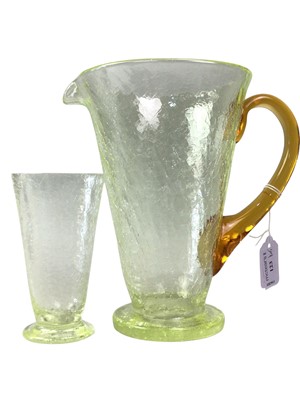Lot 123 - ART DECO URANIUM CRACKLE GLAZE LEMONADE SET