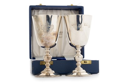 Lot 1092 - PAIR OF ELIZABETH II SILVER GOBLETS