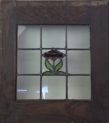 Lot 274 - STAINED AND LEADED GLASS PANEL
