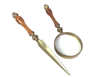 Lot 266 - MAGNIFYING GLASS AND PAPER KNIFE SET