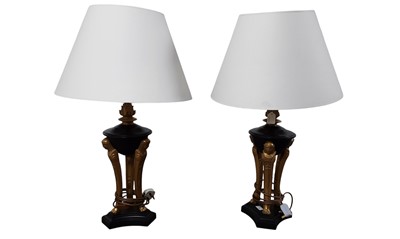 Lot 250 - PAIR OF EMPIRE STYLE TABLE LAMPS