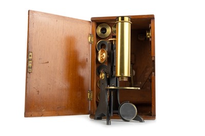 Lot 986 - VICTORIAN BRASS MICROSCOPE BY C. COLLINS OF LONDON