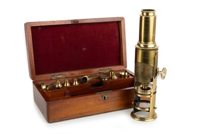 Lot 986 - VICTORIAN BRASS MICROSCOPE BY C. COLLINS OF LONDON