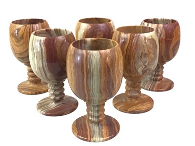 Lot 207 - SET OF SIX ONYX GOBLETS