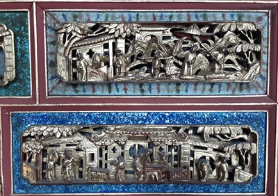 Lot 311 - CHINESE RED LACQUERED SINGLE BED