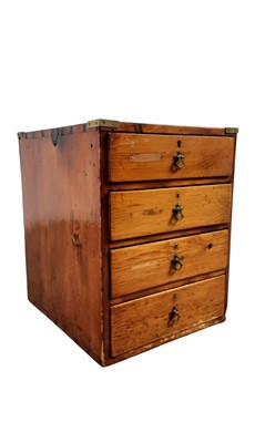 Lot 319 - STAINED PINE CAMPAIGN STYLE CHEST