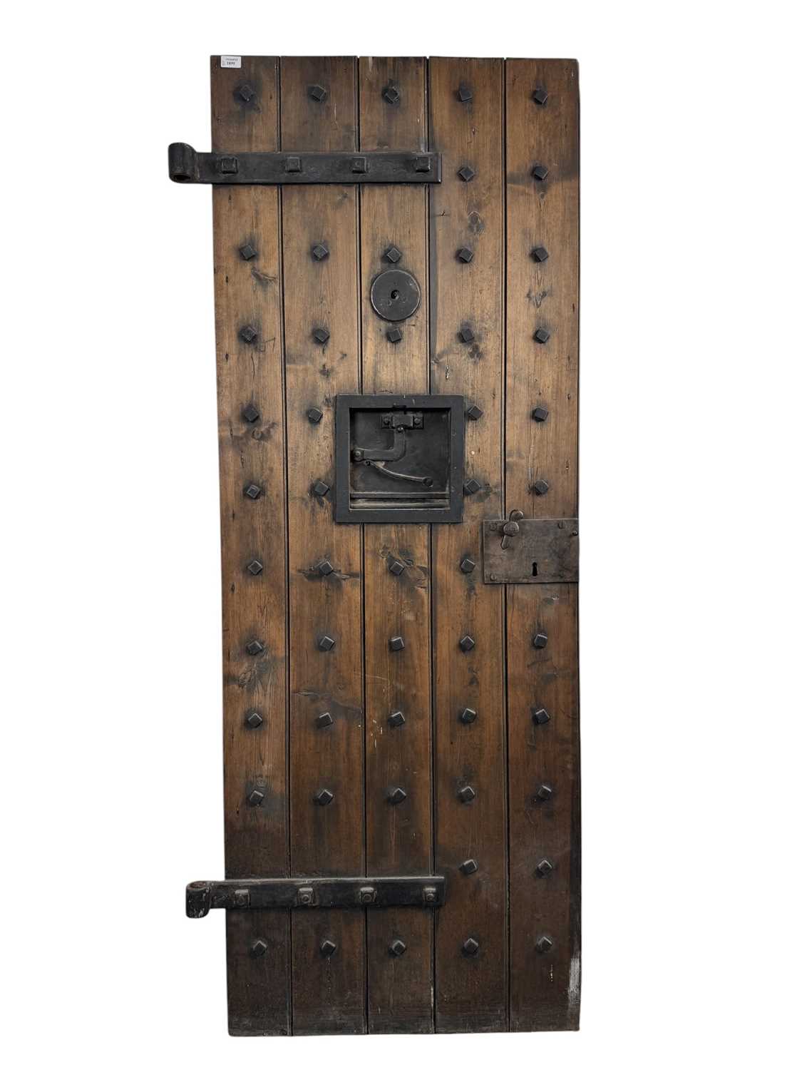 Lot 1899 - SPANISH STUDDED WOODEN CELL DOOR