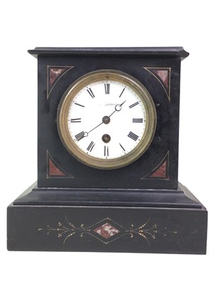 Lot 305 - VICTORIAN SLATE MANTEL CLOCK
