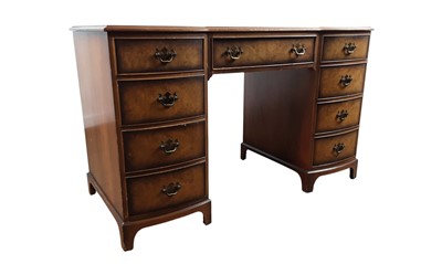 Lot 224 - WALNUT PEDESTAL WRITING DESK