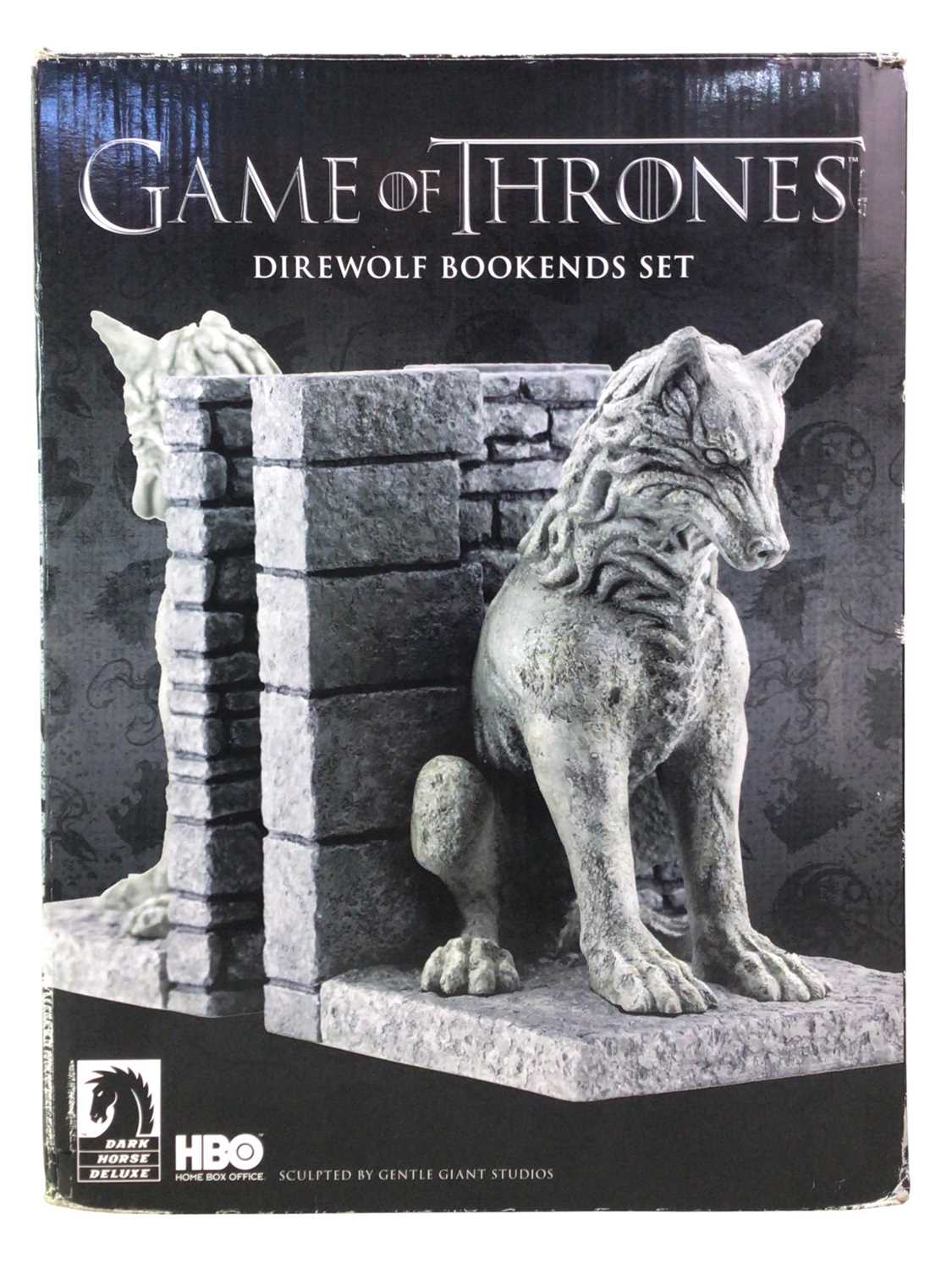 Lot 404 - GAMES OF THRONES DIREWOLF BOOKENDS SET