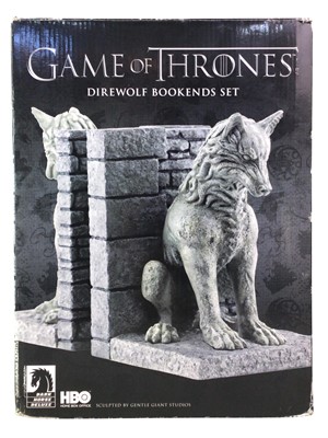 Lot 404 - GAMES OF THRONES DIREWOLF BOOKENDS SET