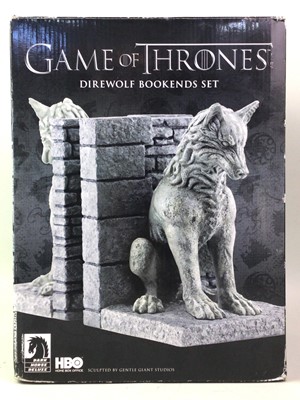 Lot 404 - GAMES OF THRONES DIREWOLF BOOKENDS SET