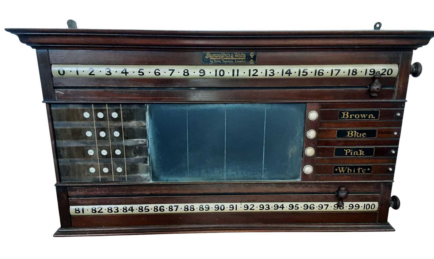 Lot 1252 - BURROUGHES & WATTS, SOHO SQUARE LONDON, SNOOKER SCOREBOARD