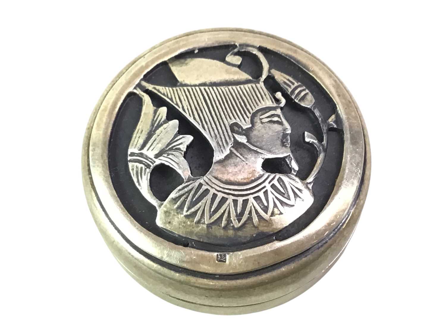 Lot 742 - EGYPTIAN SILVER PILL BOX